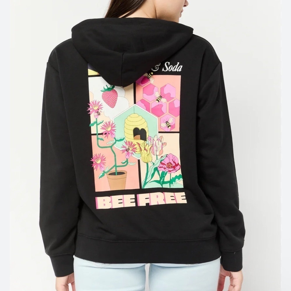 Scotch & Soda Black Graphic Print Long Sleeves Hoodie Pullover Size XS Women’s